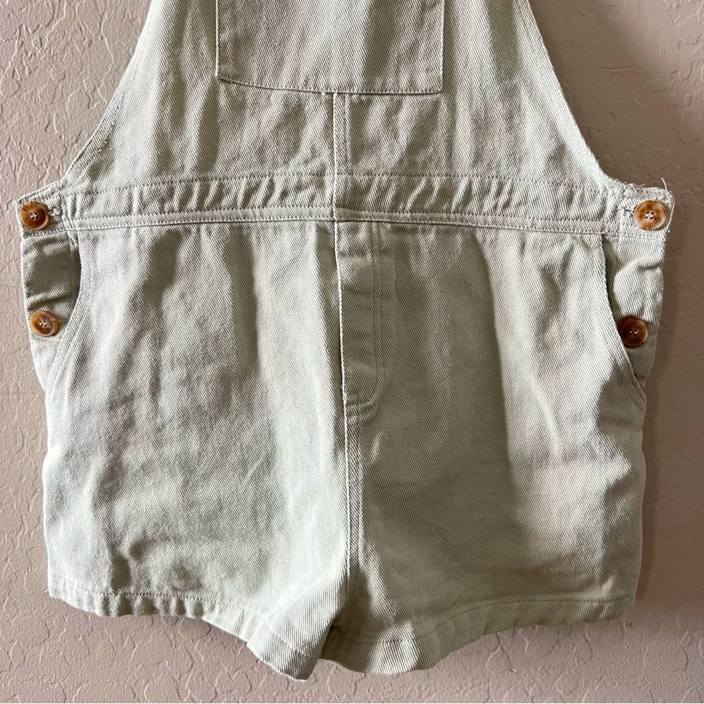 Roolee Mint Green Denim Short Overalls - Picture 3 of 5